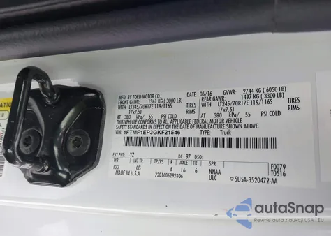 2016 Ford F-150 Xl from USA, damaged, VIN 1FTMF1EP3GKF21546